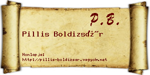 Pillis Boldizsár névjegykártya